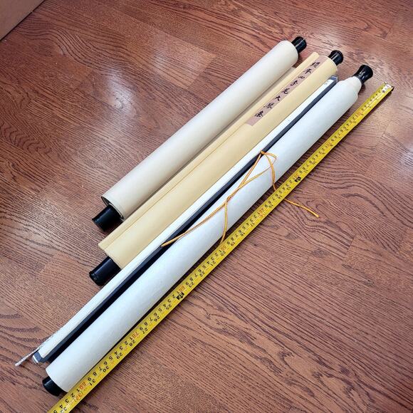 Vtg Chinese Scroll Paintings Artwork Bundle Crane Blossom Waterfall - Picture 14 of 15